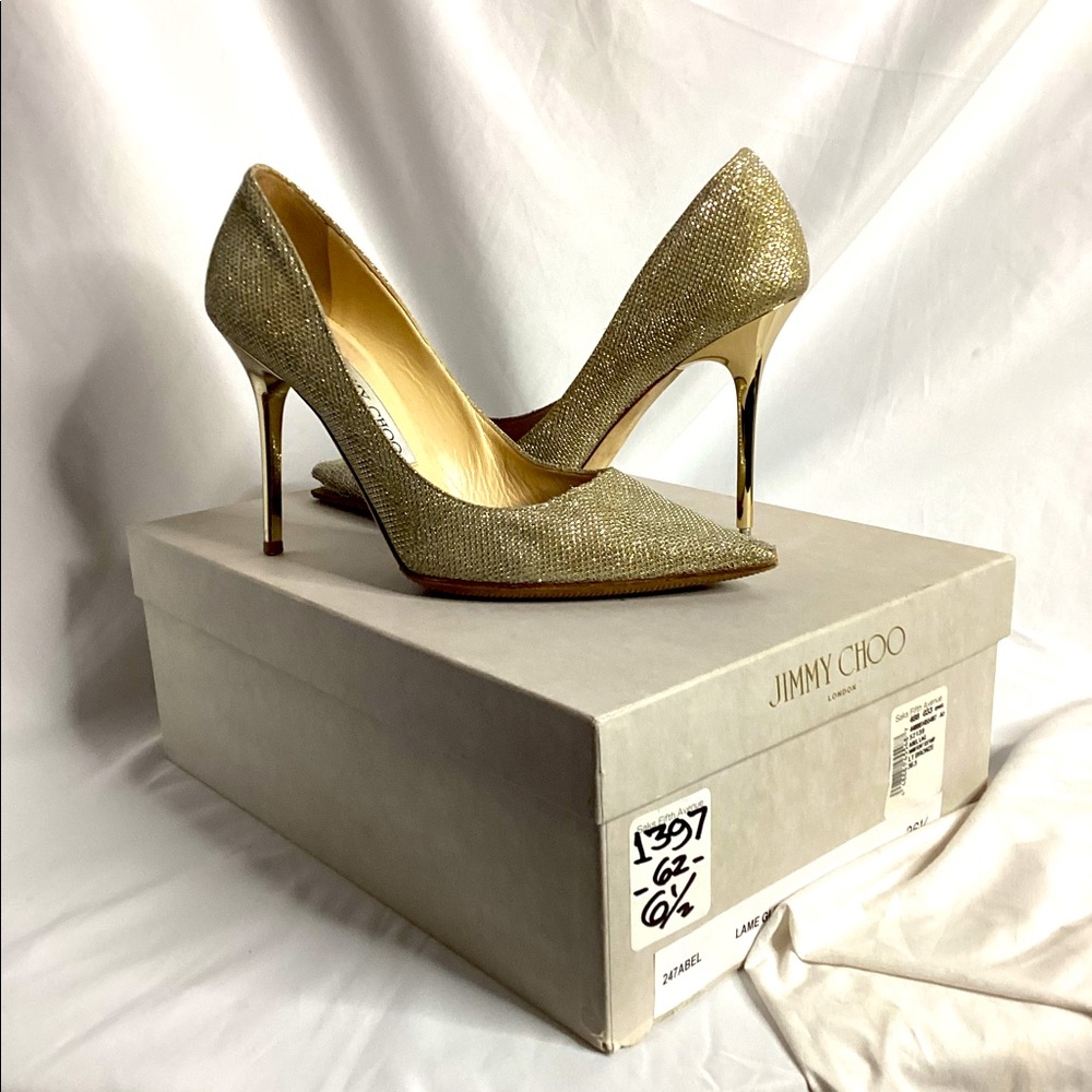 Gold Jimmy Choo Pump - rebottomed with gold heel - 6.5